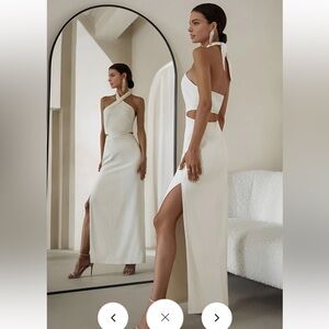 Elegant White Halter Maxi Dress